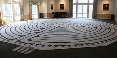 Chartres labyrinth available for prayer and reflection at Bryn Mawr Presbyterian Church