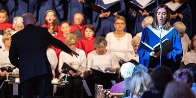 Music and fine arts director Jeffrey Brillhart serves as conductor of a concert at Bryn Mawr Presbyterian