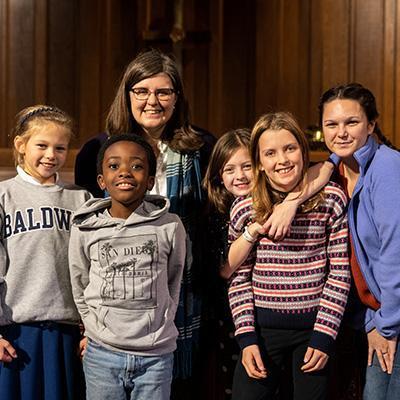 Children participate in Wednesdays Together program with the Rev. Rachel Pedersen, asociate pastor for Children and Family Ministry