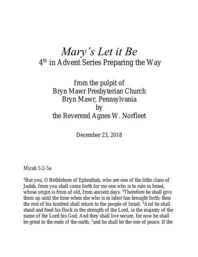 December 23, 2018: Mary's Let It Be