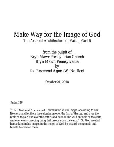 Rev. Agnes W. Norfleet: Make Way Image of God 102118 Art Architecture Series