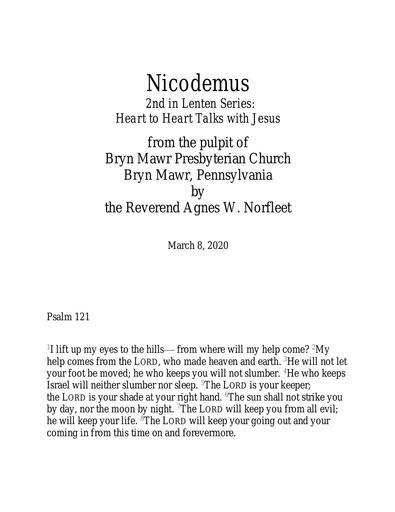 Sunday, March 8, 2020 Sermon: Nicodemus