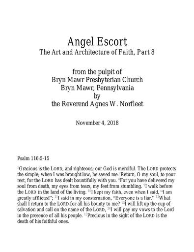Rev. Agnes W. Norfleet: Angel Escort 11 4 2018 Art and Architecture Series