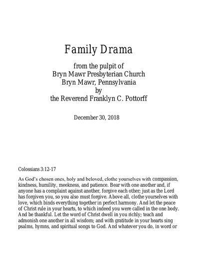 December 30, 2018: Family Drama