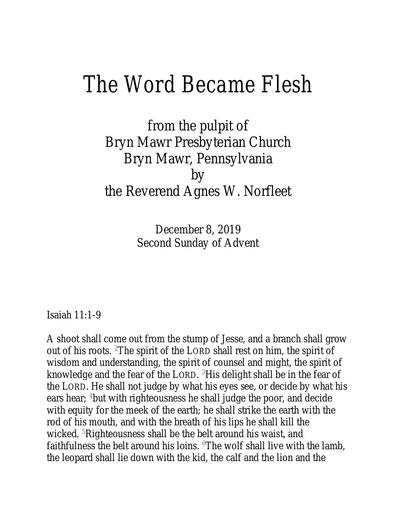 Sunday, December 8, 2019 Sermon: The Word Became Flesh