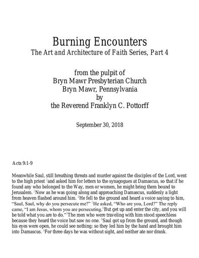 Rev. Franklyn C  Pottorff: Burning Encounters 4 in AAF Series 9 30 18