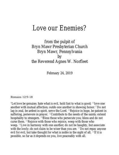 February 24, 2019: Love Your Enemies