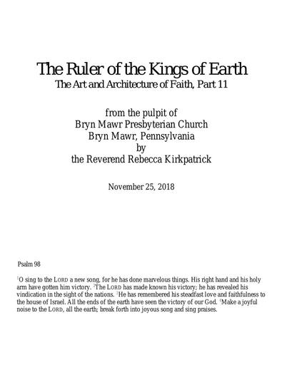 2018-11-25: The Rev. Rebecca Kirkpatrick The Ruler of the Kings of Earth