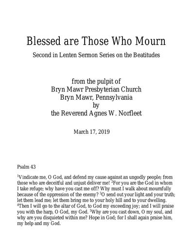 March 17, 2019: Blessed are Those Who Mourn